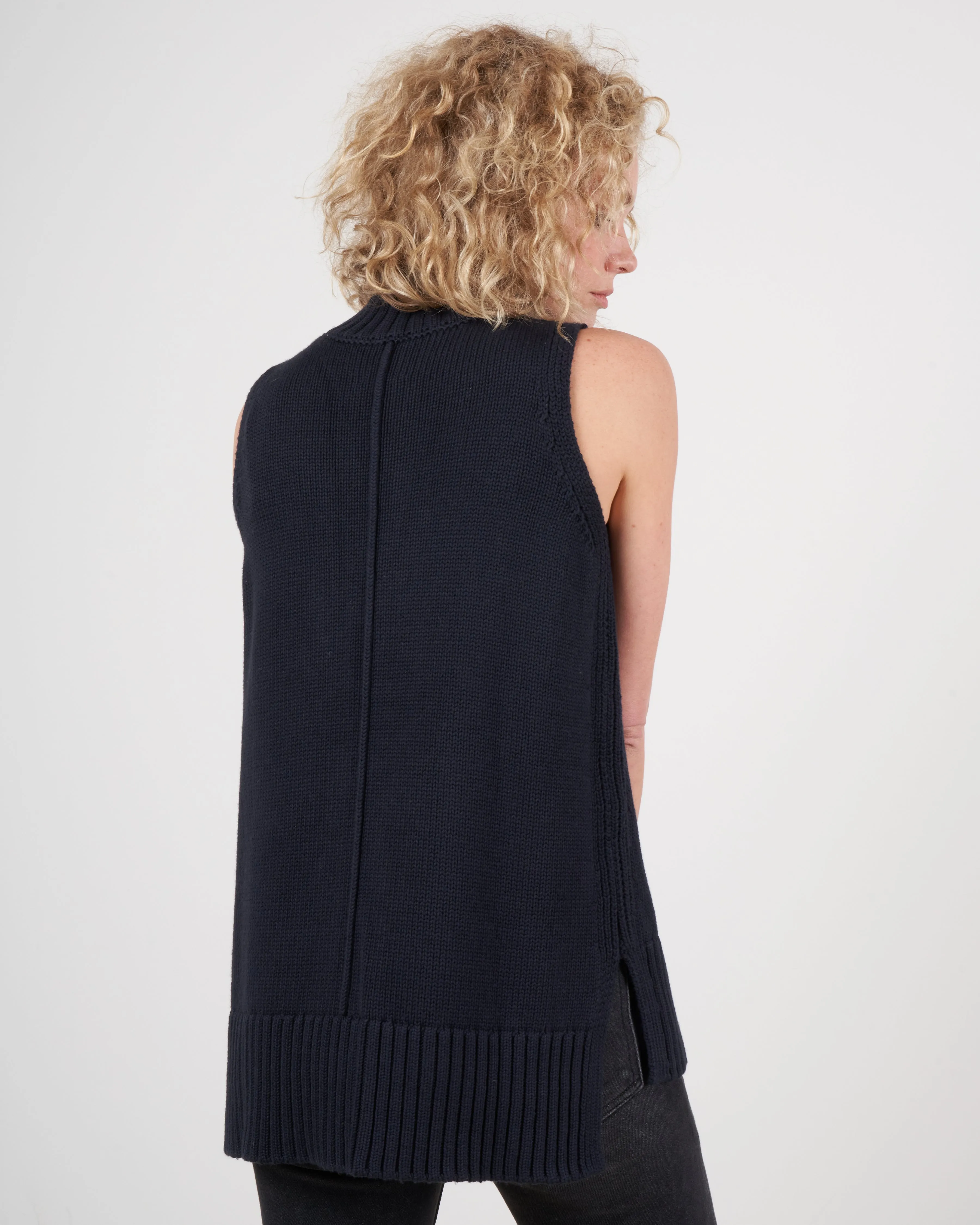 anna sleeveless turtleneck - navy