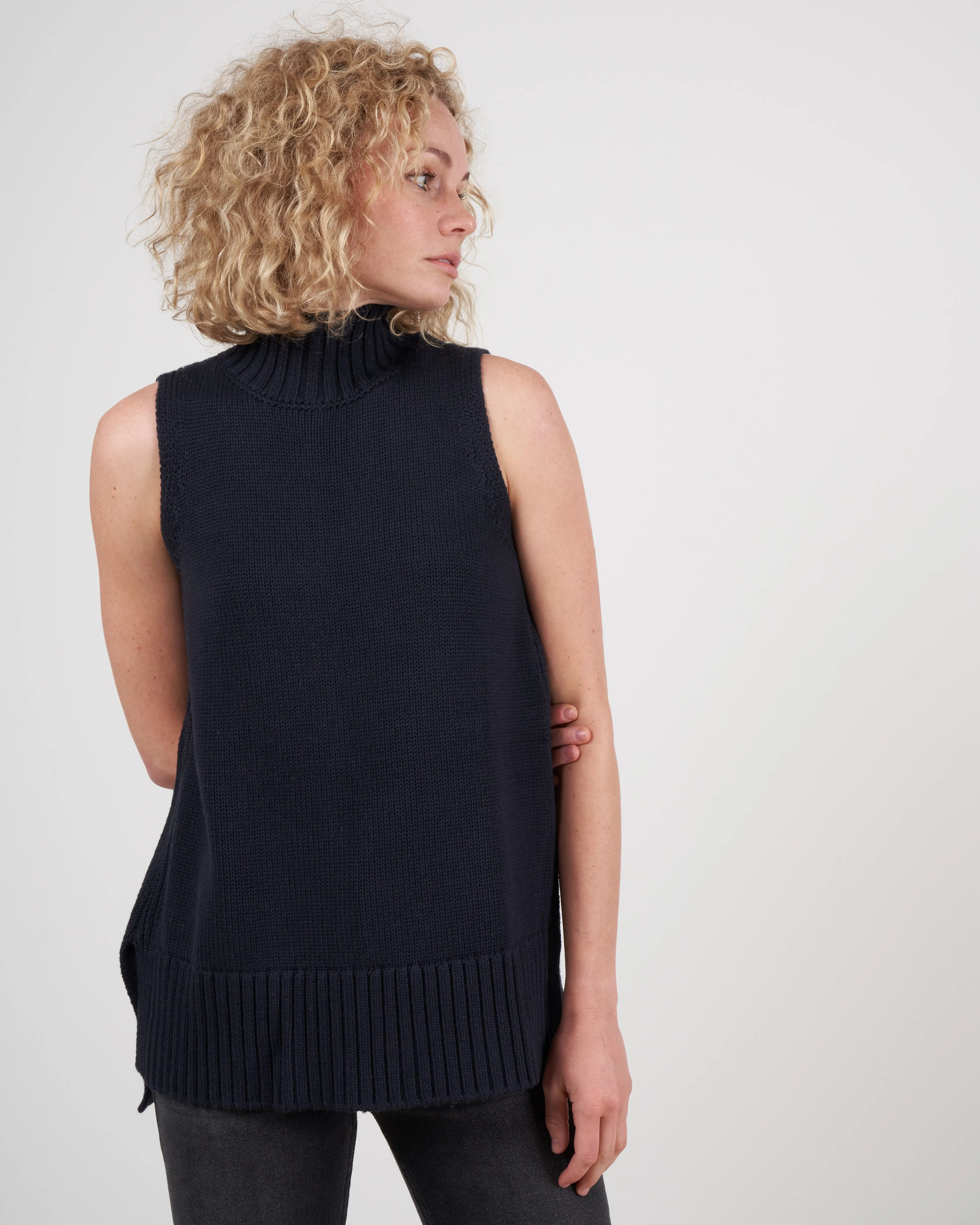 anna sleeveless turtleneck - navy
