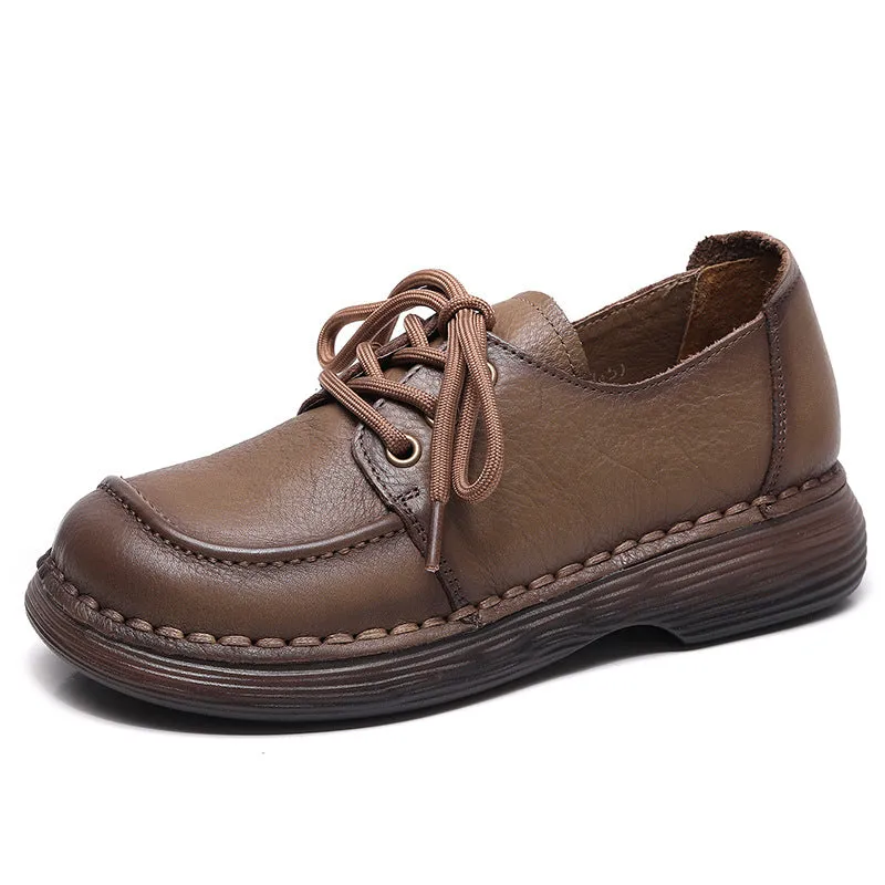 Handmade Genuine Leather Soft Sole Casual Comfort Lace Up Women's Shoes