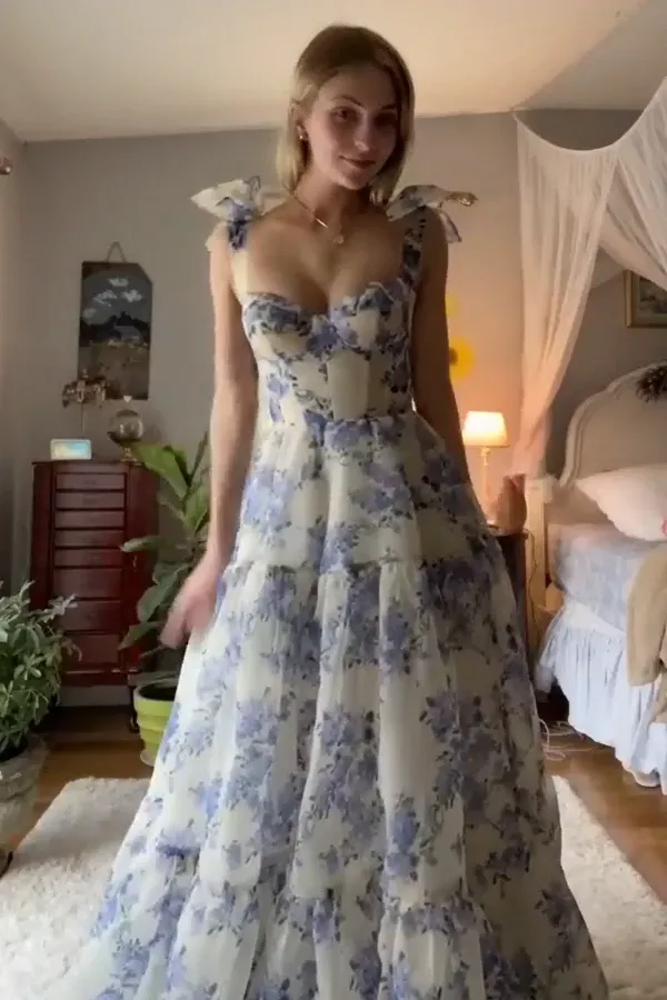 Kateprom Beautiful Aline Spaghetti Strap Sleeveless Long Prom Formal Dress KPP1492