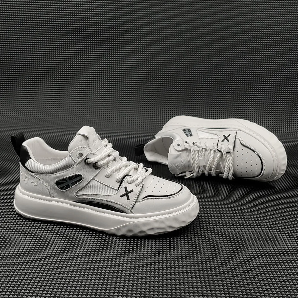 Men Breathable Leather Stylish Casual Sneakers