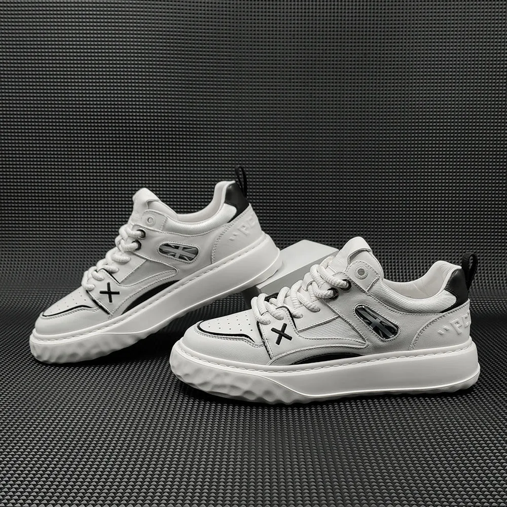Men Breathable Leather Stylish Casual Sneakers