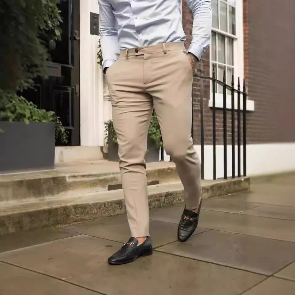 Mens Trousers  Slim Fit  Cotton Blend  Tapered Leg  Business Casual Wear