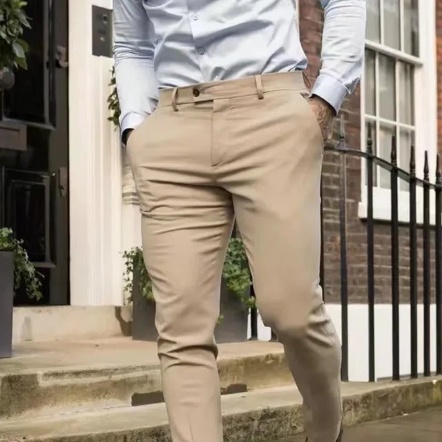 Mens Trousers  Slim Fit  Cotton Blend  Tapered Leg  Business Casual Wear