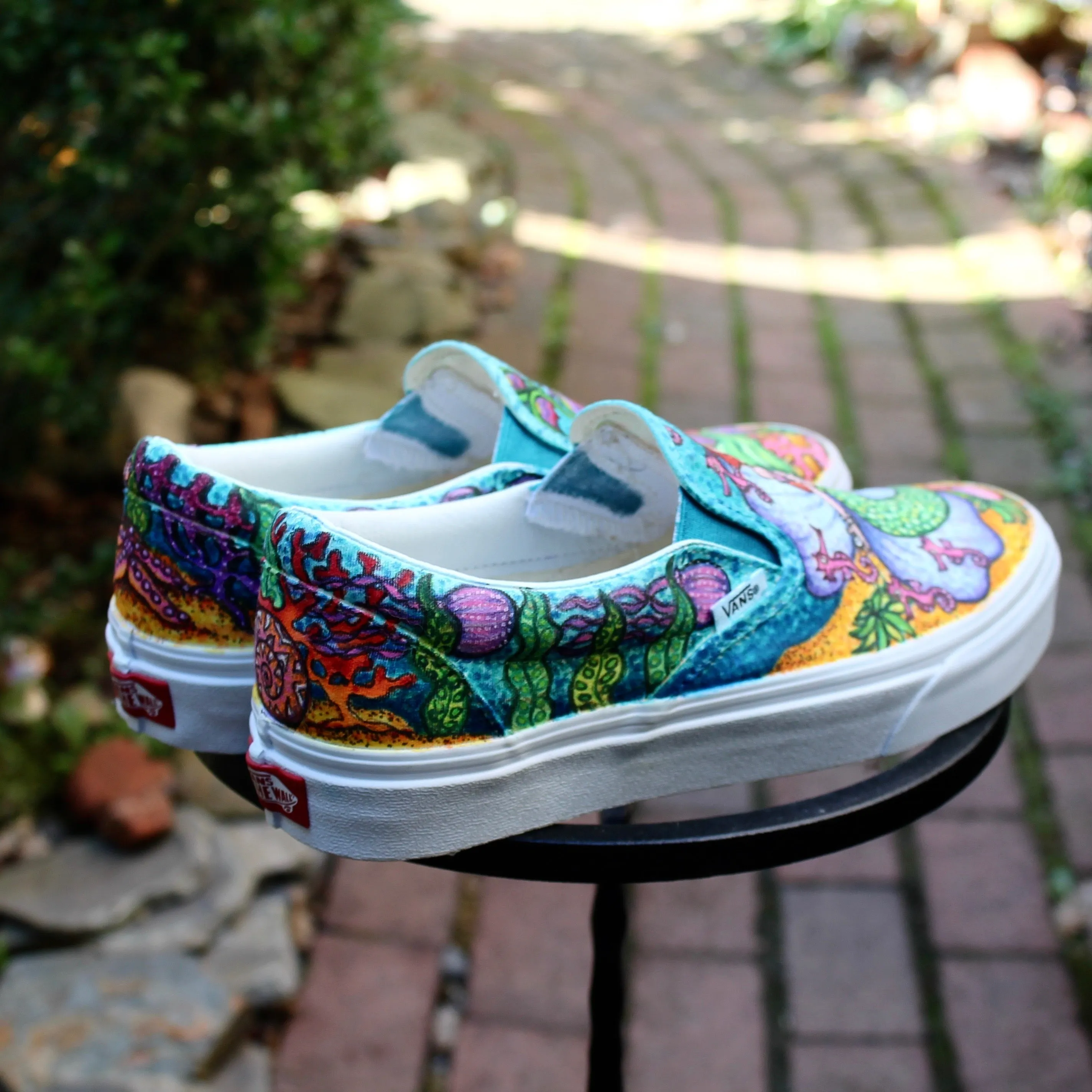 Mermaid themed custom Vans Slip On Sneakers