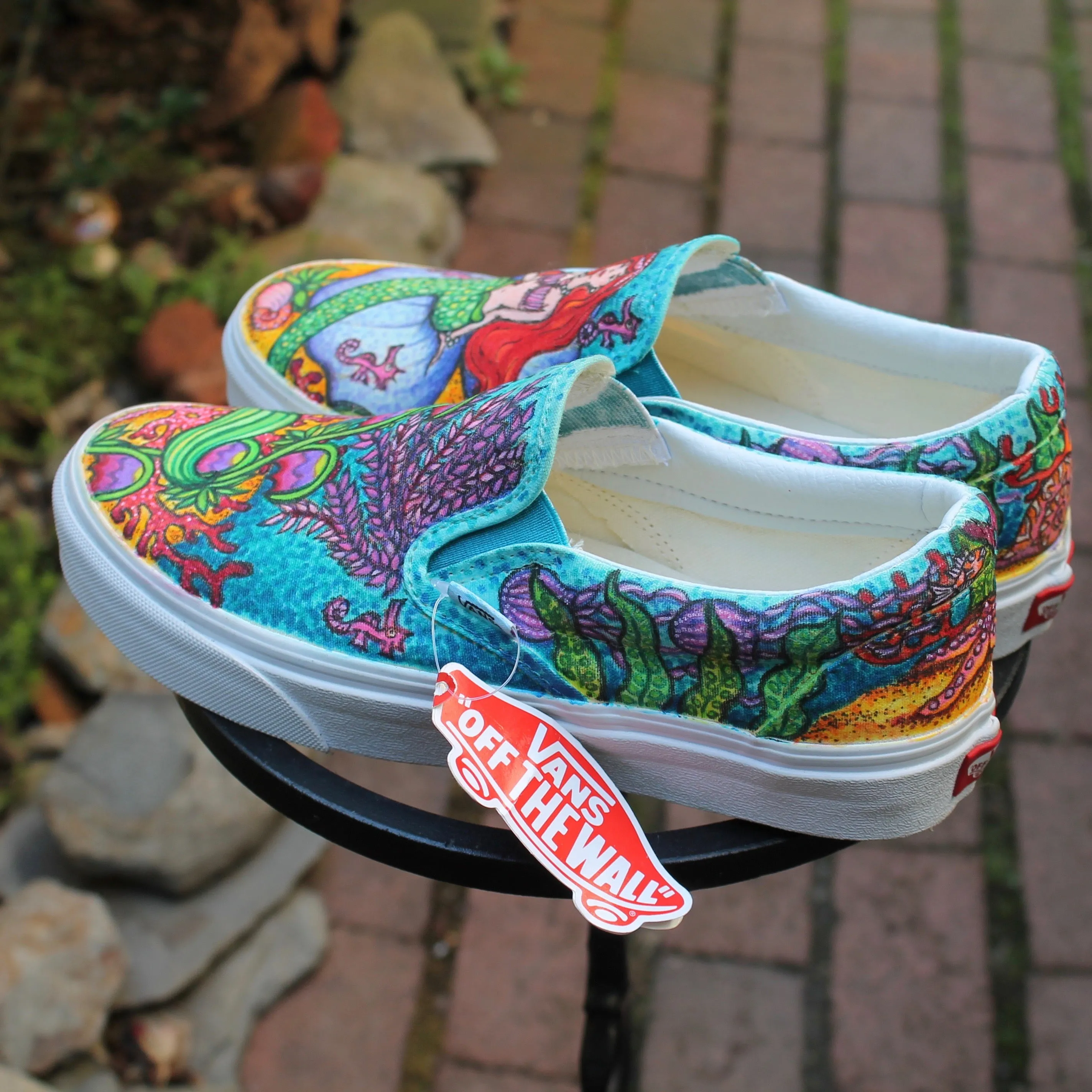 Mermaid themed custom Vans Slip On Sneakers